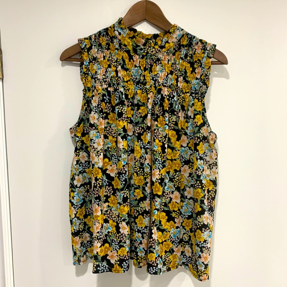 Dalia floral yellow and black blouse